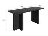 42 Inch Black Relief Finish Entryway Console - T-Leg MDF with 3D Paper Laminate, Narrow 06384392