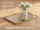 Anti-Fog Bathroom Wall Mirror 20" x 28" Shatterproof Mirror with Rectangular Metal Frame, Gold 89828066
