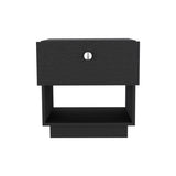 Single Drawer Nightstand 19"H with Open Storage Shelf, Black B097133072