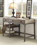 Weathered Oak and Antique Silver 3-Drawer Writing Desk B062P215483