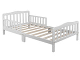 Wooden Baby Toddler Bed Children Bedroom Furniture with Safety Guardrails White 96284571
