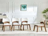 2 walnut colored solid wood dining chairs, with white PU soft packaging on the backrest and seat W1151P455536
