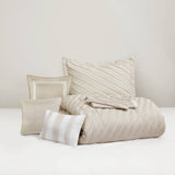7 PCS Queen Comforter Set Beige B035P319209