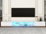 ON-TREND Modern APP Controlled LED TV Stand for TVs Up to 105'', Faux Marble Tabletop Media Console N721P171537K