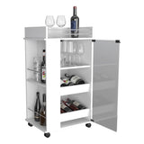 Baltimore Bar Cart with Casters, Glass Door and 2-Side Shelf B070P188861