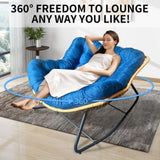 9.7Ibs Ultra-Plush Rattan Rocking Chair With Anti-Tip Design, 450LB Capacity Rattan Lounge Chair for W2887P271800
