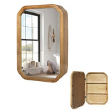 29.72*19.69 inches Functional Mirror with Cabinet, Wood Framed Bathroom Wall Cabinet with Mirror and W2295P339148