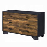 Walnut and Black 6-Drawer Dresser B062P209033