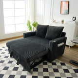 53-inch cushioned recliner sofa bed with USB charging function, pull-out sofa, fabric is corduroy W2564P335437