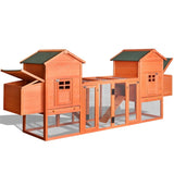 ZUN Outdoor Wooden Chicken Coop, 124" Large Hen Cage Rabbit House, Bunny Hutch with Ventilation Door, 24350594