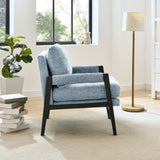 Kelly Mid-Century Modern Chenille Upholstered Accent Armchair, Blue T2574P240945
