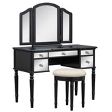 ZUN GO 43" Dressing Table Set with Mirrored Drawers and Stool, Tri-fold Mirror, Makeup Vanity Set for WF306449AAB