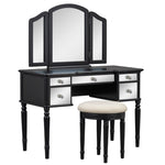 ZUN 43" Dressing Table Set with Mirrored Drawers and Stool, Tri-fold Mirror, Makeup Vanity Set for 49491793