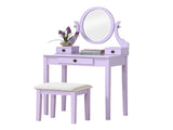 Moniys Wood Moniya Makeup Vanity Table and Stool Set, Purple T2574P163832
