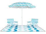 4-Piece Beach Set with 6.2ft Sun-Proof Umbrella, 2 Folding Chairs & 80"x80" Waterproof Blanket-Blue 69771673