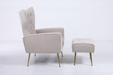 Upholstered Accent Chair with Tufted Cushions and Ottoman In Beige B2730P271433