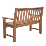 49in Vertical Backrest Teak Color HDPE Bench 56728345