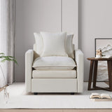 Chenille Fabric Comfy Deep Single Seat Sofa Upholstered Reading Armchair Living Room W1036P187125
