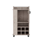 ZUN Bar Cart with 6 Built-in Wine Rack and Casters, Light Gray B097120590