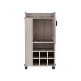 ZUN Bar Cart with 6 Built-in Wine Rack and Casters, Light Gray B097120590