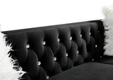Black, Three-seater Sofa, Velvet Crystal Buckle Upholstery Sofa, Crystal Feet, Removable Cushion, 70232519