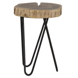 ZUN 12" Acacia Wood End/Side Table, Living Room Accent Stool, Iron Hairpin Legs, Home Décor, Brown/Black B011P198366