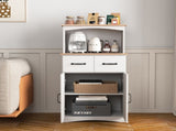 Wooden Kitchen Cabinet White Pantry Storage Microwave Cabinet with Storage Drawer W40953988