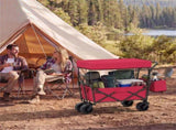 Foldable Utility Wagon,Adjustable Handle Outdoor Wagon, Puncture-Proof Wheels with Brakes, Removable 09225941