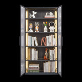 ZUN Best selling new design double door metal glass display storage cabinet with light strip for living W2385P152311