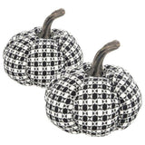2PCS Set Christmas Pumpkin Decoration 7x7x6.7" Fabric Black & White Plaid Pumpkins, Perfect for 66644802