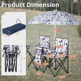 Portable Outdoor 2-Seat Folding Chair with Removable Sun Umbrella Coconut Tree 59226804