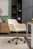 ZUN Modern Velvet Fabric Material Adjustable Height 360 revolving Home Office Chair with Gold Metal Legs 77112687