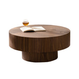 Round Wood 30.51 inch Coffee table for Living Room Table Walnut Suitable for Bedroom, Living Room, W3081P315307