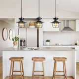 Vintage Farmhouse Pendant Light Rustic Metal Caged Pendant Lights Black Cage Hanging Lamp Adjustable 87437189