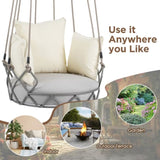 Outdoor Porch Swing Chair Hanging Basket, Hanging Chair with UV Resistant Cushion, Olefin Fabric for N704P256425A