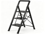 3 Step Folding Step Ladder, 330 lbs Heavy-Duty Metal Step Stool with Reinforced X-Structure, 09594954