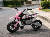 Pink 12V Kids Electric Ride On Motorcycle with Twist Grip Throttle, Training Wheels, Rear 84268668
