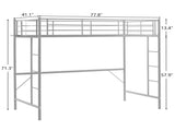 Twin Size Metal Loft Bed with Safety Guardrails & 2 Built-in Ladders, Loft Bunk Bed Frame for Teens 37867225