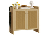 42.5" Tall Rattan Shoe Cabinet with Doors, 6-Tier Wooden Freestanding Shoe Storage Organizer with 98951405