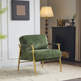 27.56" Modern Accent Chair with Plush Cushions, Minimalist Metal Frame, and Wooden Armrest Design N767P215306E