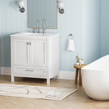 30" Bathroom Vanity with Sink Combo, Fully Assembled Bathroom Sink Cabinet with Marble Countertop, W1573P237851