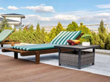 Outdoor Wicker Side Table with Umbrella Hole & Storage Space, Square PE Rattan End Table for Patio 01819860
