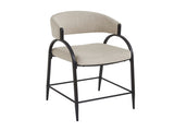 25'' Seat Height Modern Fabric Bar Stools with Back, Black Metal Frame, Comfortable Counter Stools N780P369956B