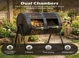 Dual Chamber Compost Tumbler 37.5Gal 360&deg Rotating Compost Bin with Stirring Blades for 55876880