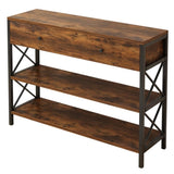 3 Tier Console Table Entryway with Drawer and 2 Open Storage, Industrial Sofa Table with Storage 15815889