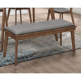 ZUN Grey and Natural Walnut Upholstered Dining Bench B062P145521