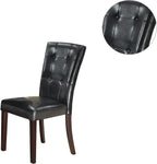 ZUN Modern Parson Chairs Black Faux Leather Tufted Set of 2 Side Chairs Dining Seatings HSESF00F1750