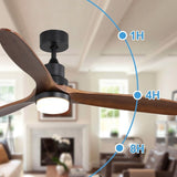 ZUN 60 Inch Ceiling Fan With Lights 3 Solid Wood Fan Blade Noiseless Reversible Motor Remote Control KBS-6003