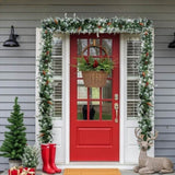 2 Pack 9FT Pre-lit Snow Flocked Christmas Garland, Lighted Artificial Xmas Garland with 200 Warm 83757573