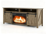 Washed Gray Finish Fireplace TV Stand, 58.07"15.35"29.92", Embossed Particle Board with Melamine 70891810